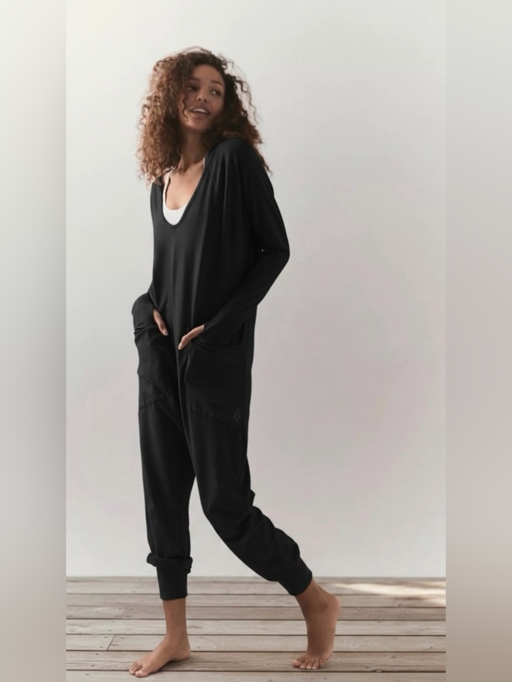 FREE PEOPLE Hot Shot Long-Sleeve Onesie Sz XS in Distressed Black